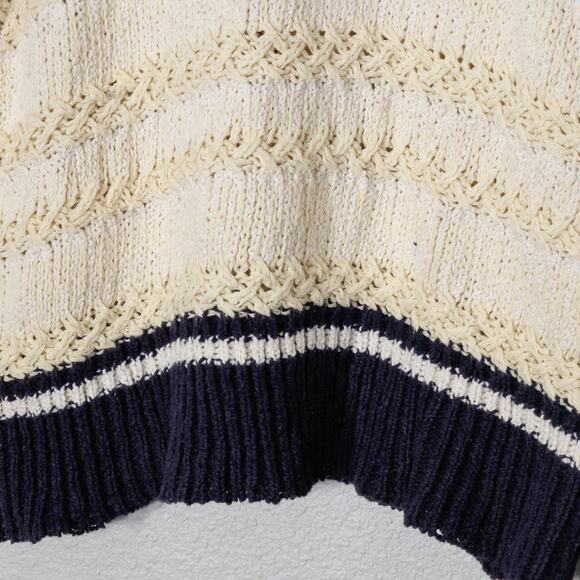Elan Sleeveless Sweater Open Knit Cream Navy Women’s L Coastal Inspired - Picture 5 of 7